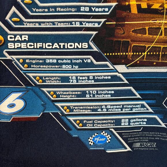 Vintage Mark Martin NASCAR‎ T Shirt Adult Extra Large Blue Chase Authentics XL - Picture 13 of 15